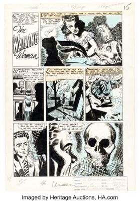 George Roussos The Unseen #9 "The Wailing Woman" Complete 1-Page Story Original Art (Pines, 1953). | Heritage