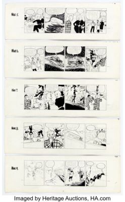 Gould Assistant Artist Dick Tracy Unpublished Consecutive Daily Comic Strips Original Art Group of 5 (1957). (Total: 5 Items) | Heritage