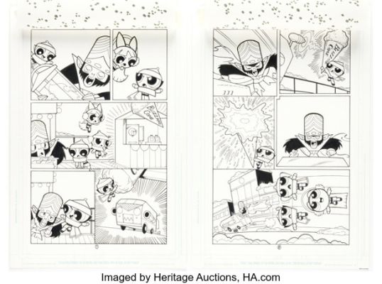 Christopher Cook and Mike DeCarlo The Powerpuff Girls #39 Story Pages 7-8 Original Art Group of 2 (DC, 2003). (Total: 2 Original Art)