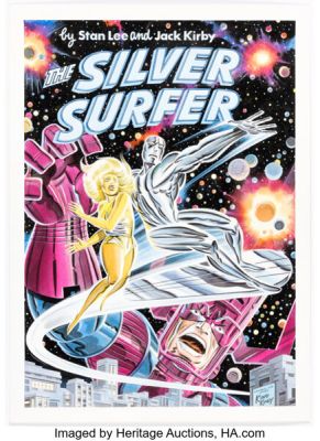 Giorgio Comolo The Silver Surfer Graphic Novel Cover Re-Creation Painting Original Art (2005).