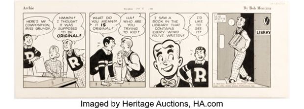 Bob Montana Archie Daily Comic Strip Original Art dated 10-5-51 (McClure Newspaper Syndicate, 1951). | Heritage