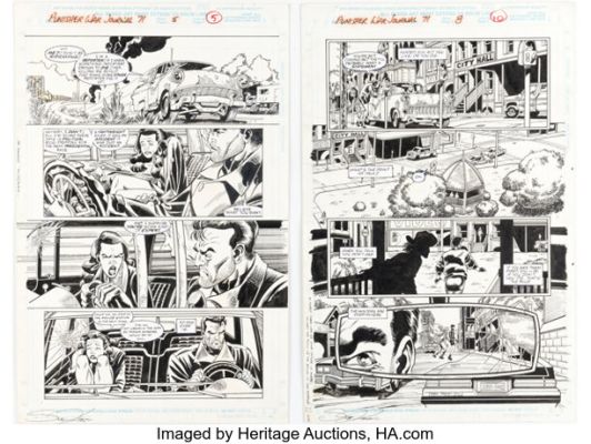 Hugh Haynes and Scott Koblish The Punisher War Journal #71 Story Pages 5 and 8 Original Art (Marvel, 1994). (Total: 2 Original Art)