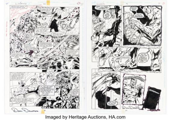Marc Campos and Dan Davis Guy Gardner: Warrior #36 Story Page 16 and 21 Original Art (DC, 1995).