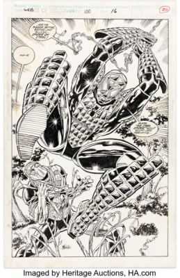 Alex Saviuk and Joe Rubinstein Web of Spider-Man #100 Spider-Armor First Appearance Issue Splash Page 16 Original Art (Marvel, 1993). | Heritage
