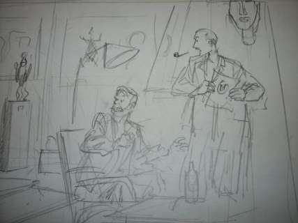 Blake en Mortimer, Kuifje - hommagetekening (schets) Jacobs & Hergé | Catawiki