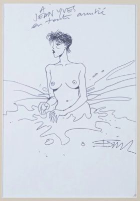 Enki Bilal (Né En... | Lot 287 - Enki BILAL (né en 1951). Dessin au feutre "Femme dans... | misc / divers