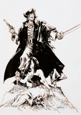 LAUFFRAY, Long John... - Lot 151 - LAUFFRAY, Long John Silver, illustration à l‘encre...