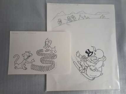 Wilma van den Bosch - 2 Originele tekeningen - o.a Donald Duck (2006) | Catawiki