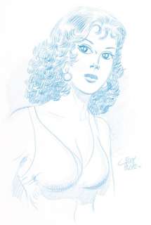 Paape | Luc Orient, illustration au crayon bleu représent… | Banque Dessinée