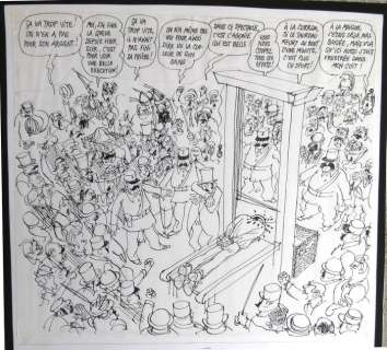 Cabu - Double planche originale (30x60 cm) - Encre de Chine, signée - Loose page | Catawiki