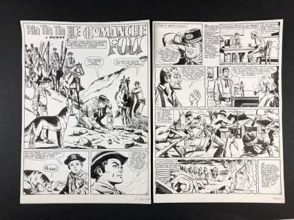 Rin Tin Tin e Rusty - 2x tavole originali n° 17 - Carlo R. Marcello - "Le comanche fou" - Loose page | Catawiki
