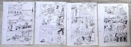 Franz - 4x Crayonné original - Brougue T.2 - La Renarde - (1991) | Catawiki