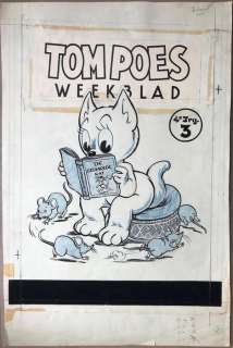 Tom Poes - Originele cover - Tom Poes Weekblad no. 3 - 4e jaargang - East Indian ink and blue crayon on thick paper - (1949) | Catawiki