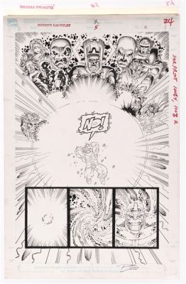 INFINITY GAUNTLET #5 NOVEMBER 1991 ORIGINAL ART PAGE BY RON LIM. | Hake’s