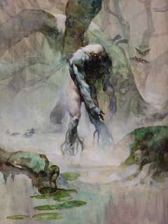   					Lot 25: Jeffrey Jones "Swamp Creature" painting.   				