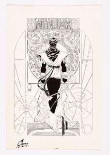 Ninjak original first promotional artwork drawn and signed by Joe Quesada (inks… | Comic Book Auctions ltd