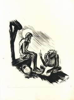 G. Porcheddu - original artwork "Le Tentazioni di Sant’Antonio di Gustave Flaubert" - Firmata - Loose page - (1946) | Catawiki