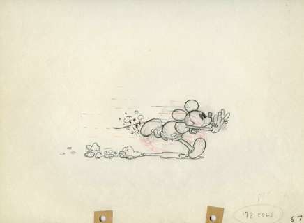 Walt Disney Mickey Mouse runing - MickeyÂ´s Garden - Original drawing, unique - (1935) | Catawiki