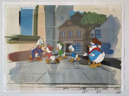 Ducktales - 3 Production cels + copy background - (1989) | Catawiki