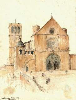 Dulieu, Jean (Oort, Jan van) - Originele aquarel voor San Francesco - Assisi - (1957) | Catawiki