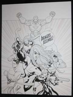 Frank Cho - Mighty avengers, the #1 cover - la - ms. Marvel, iron man, sentry, wonder man, black widow, wasp, & ares - ‘‘avengers assemble! ‘‘ - 2007 signed by stan lee!