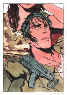 Bastien Vives | Corto Maltese - Dessin issu de l’album "Le secret de Babylone" - 03 - H:39 x L:27 - Encre et aquarelle - 2025 - | Manjari & Partners