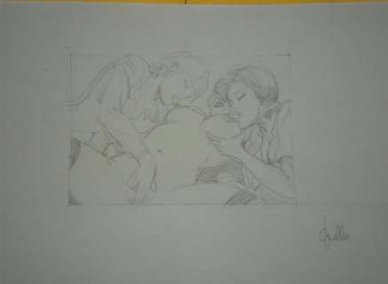 Leone Frollo - illustrazione originale "Lesbo a 3 " firmata - Loose page - First edition | Catawiki