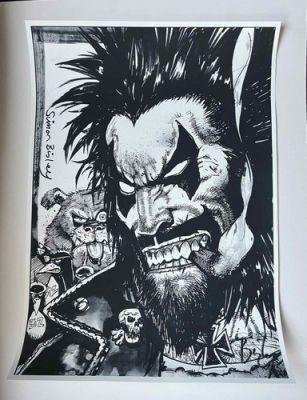 silkscreen print of the iconic character Lobo signed by Simon Bisley | eBay Europe