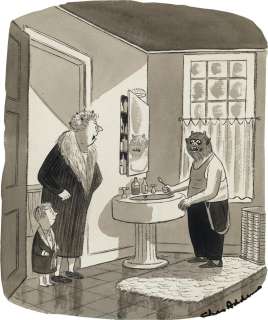 CHARLES ADDAMS. (CARTOON) "How many times have I told you -- always read the labels." | Swann Galleries