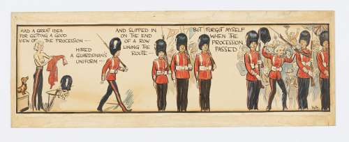 Jane original colour artwork, painted and signed by Norman Pett (1937) for the Coronation Day | Comic Book Auctions ltd