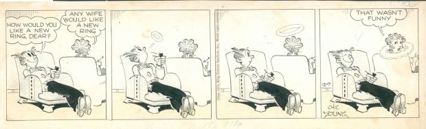 Young, Chic; Raymond, Jim | Item #39567 Jim Raymond as Chic Young Blondie Daily Comic Strip Original Art Dated 12-7-1953.... | Parigi Books