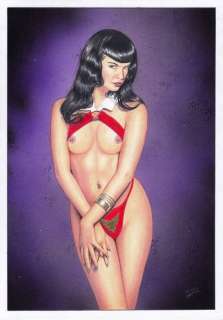 Vampirella - Original drawing in colour of Betty Page as Vampirella - Loose page | Catawiki