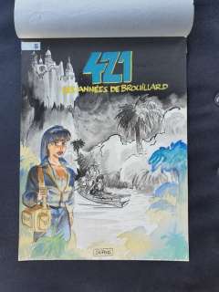 421 - Dessin original couleur - Projet de couverture - 421 T8 - Les années de brouillard - (1990) | Catawiki