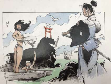 Kogaratsu - Dessin original en couleur - Scène Intime Â«Â  Kogaratsu avec deux demoisellesÂ Â» - (2020) | Catawiki