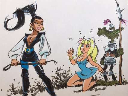 Dany - Dessin original couleur - Â«Â La Belle Colombe dans de mauvaises mains....Â Â» | Catawiki