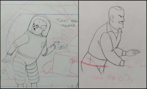 Tintin - 6x Original drawing - Colonel Boris & Wolf - On a marché sur la lune - (1960’s) | Catawiki