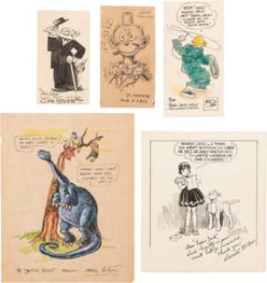 Milton Caniff, Clifford Sterrett, Frederick Opper, Mal Eaton, and Others Original Autographed Sketches/Notes (1930s-40s).... (Total: 23 Original Art) | Heritage