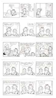 Jim Davis | Garfield Consecutive Daily Comic Strip Original Art Group of 6 (PAWS/Universal Press Syndicate, 1996). | Heritage