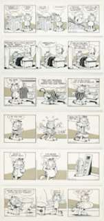 Davis, Jim | Jim Davis Garfield Consecutive Daily Comic Strip Original Art Group of 6 (United Feature Syndicate, 1990).... (Total: 6 Original Art) | Heritage