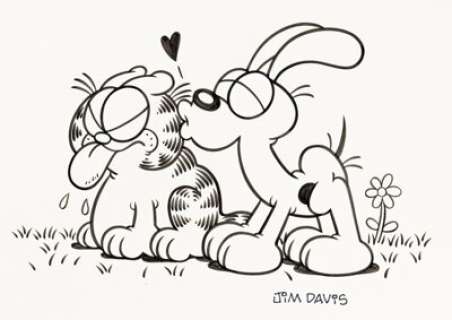 Davis, Jim | Jim Davis - Garfield and Odie Illustration Original Art (c.1980s).... | Heritage