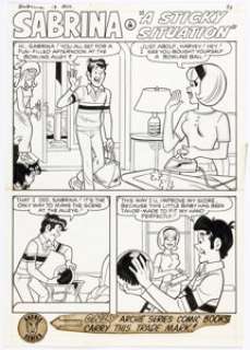 Bob Bolling and Rudy Lapick Sabrina, the Teenage Witch #13 Complete 6-Page Story "A Sticky Situation" Original Art (Archie, 1973). (Total: 6 Original Art) | Heritage