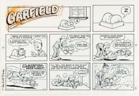 Jim Davis Garfield Sunday Comic Strip Original Art dated 5-4-86 (United Feature Syndicate, 1986). | Heritage