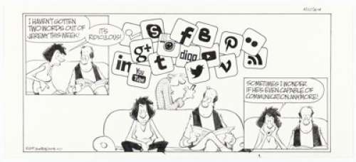 Jerry Scott and Jim Borgman Zits Sunday Comic Strip Original Art dated 4-27-14 (King Features Syndicate, 2014). | Heritage