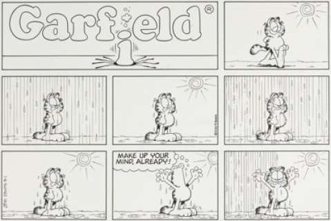 Jim Davis Garfield Sunday Comic Strip Original Art dated 3-1-09 (PAWS, 2009). | Heritage