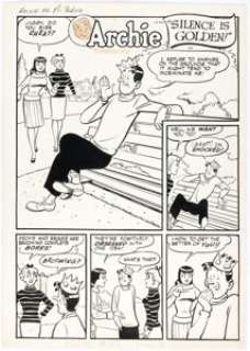Harry Lucey and Terry Szenics (attributed) Archie Comics #99 Complete 6-Page Story "Silence Is Golden" Original Art (Archie, 1959). (Total: 6 Original Art) | Heritage
