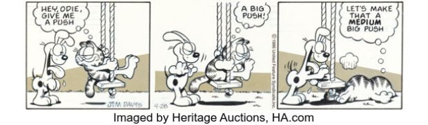 Jim Davis Garfield Daily Comic Strip Original Art dated 4-28-86 (United Feature Syndicate, 1986). | Heritage