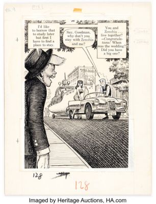 Harvey Kurtzman and Bill (Will) Elder Help! V2#1 (#13) "The Adventures of Goodman Beaver - Chapter III Goodman Goes Playboy" Story Page 2 Panel 5 Illustration Original Art (Warren, 1961). | Heritage