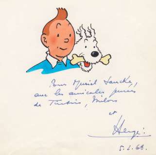 Hergé | Tintin, illustration couleurs Ã  l’encre de Chine … | Banque Dessinée