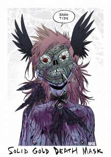 Rufus Dayglo - Solid gold death mask - tank girl - gyclee print 1 - rufus dayglo art - hewlett / gorillaz
