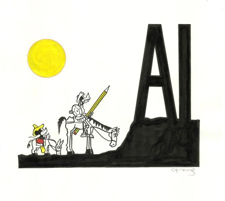 Mickey & Goofy – Don Quixote Against the Windmills of AI | Corner4art